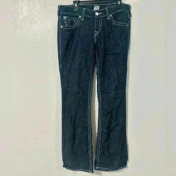 177. True Religion Becky Jeans 31 Bootcut Low Rise Dark Wash 5 Pocket - Picture 1 of 8